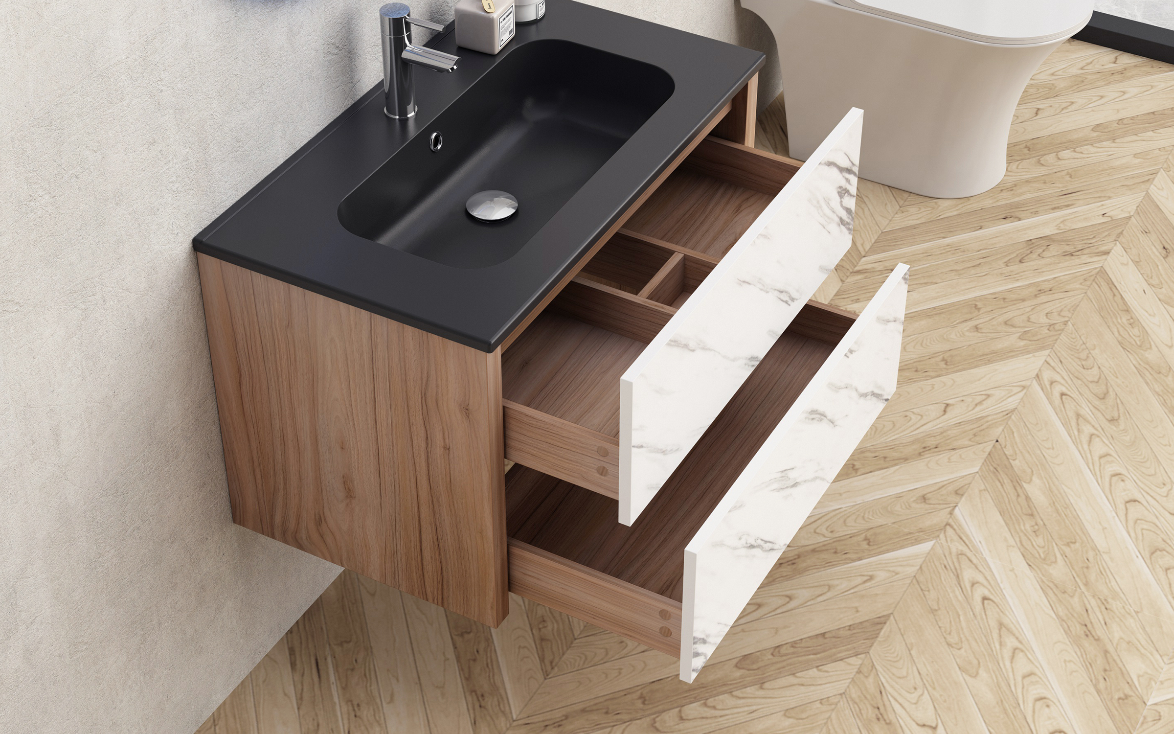 PVC bathroom cabinet with sink ICP8050MB,   2